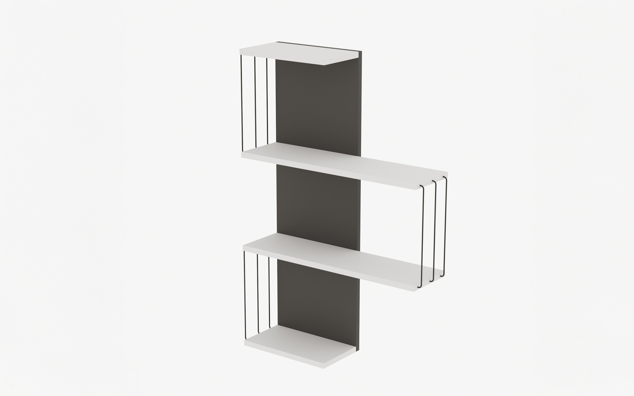 Etajera Bely, alb + antracit  2